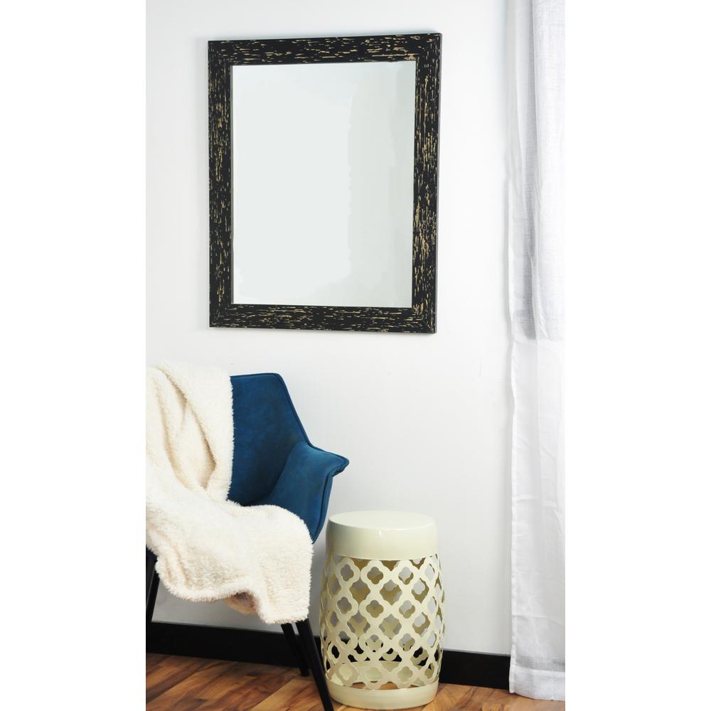 Rectangle Black With Tan Accents Decorative Wall Mirror