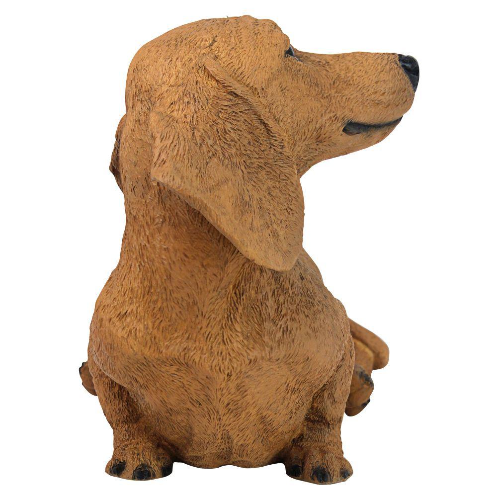 Life Like Figurine Statue Home Sitting Dachshund Brown Puppy Dog Garden NEW