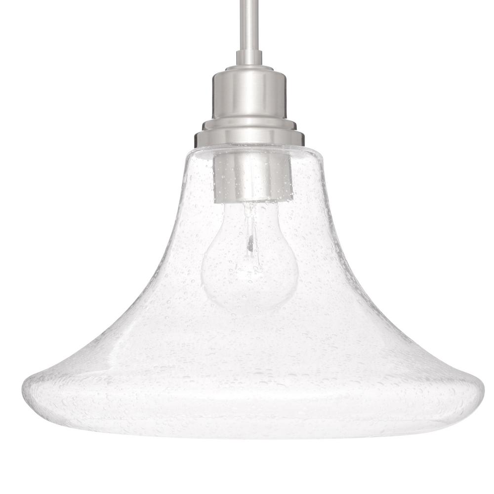 1-Light Satin Nickel Contemporary Mini Pendant W/ Clear ...