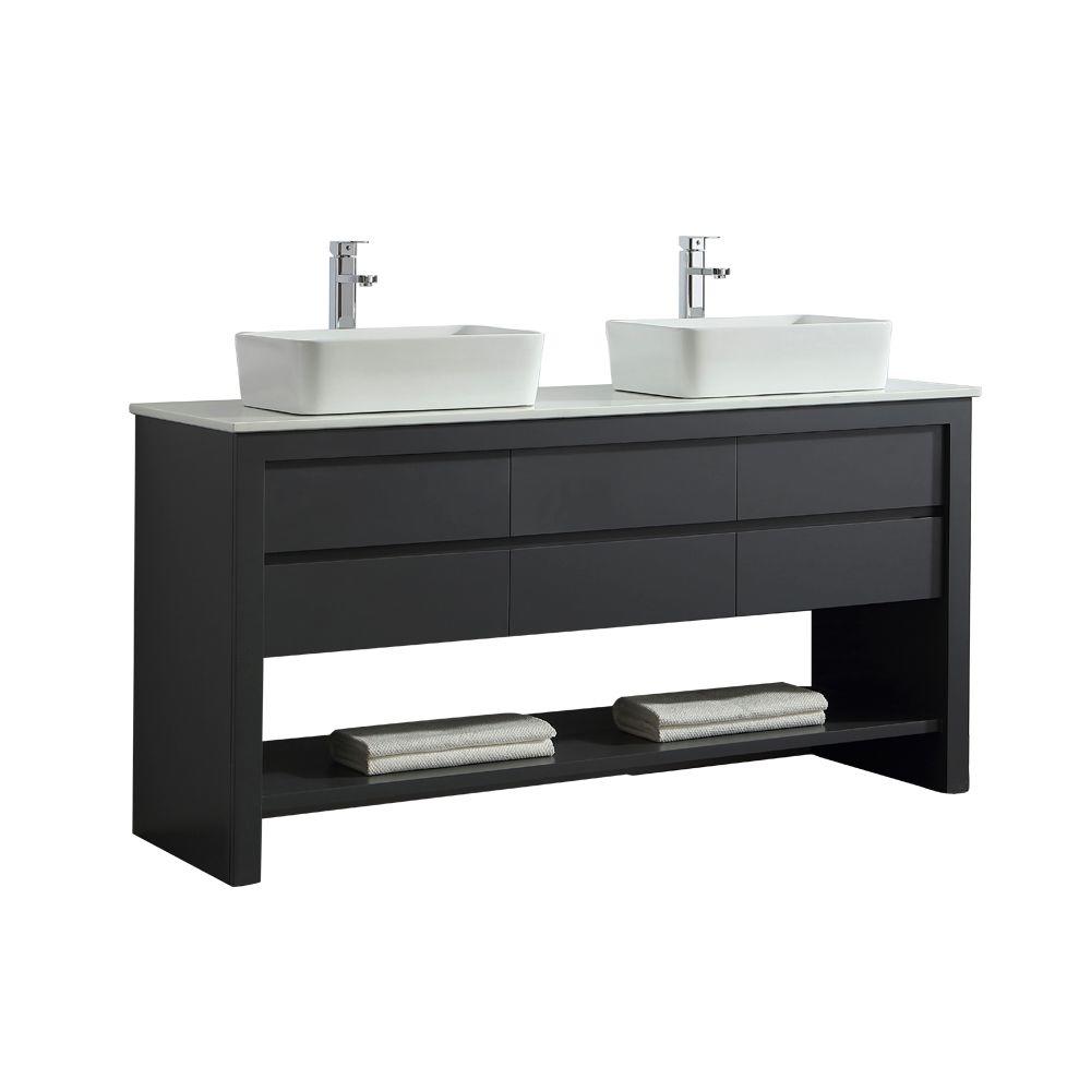 Cultured Marble 60 Inch Vanities Bathroom Bath The Compare Laura 60 In W X 22 D Vanity Dark Charcoal With Marble