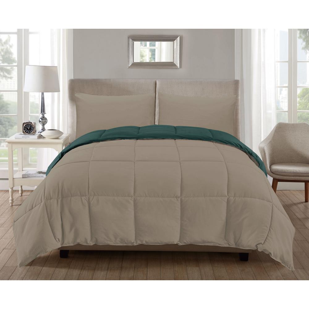 Kensie Jackson 2 Piece Cream Dusty Blue Twin Comforter Set Jack