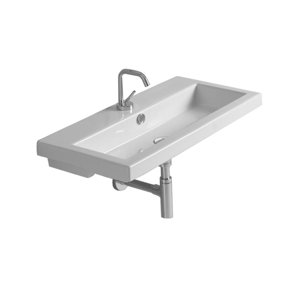 Nameeks Seie 40 Wall Mounted Ceramic Bathroom Sink In White Tecla 4002011 One Hole The Home Depot