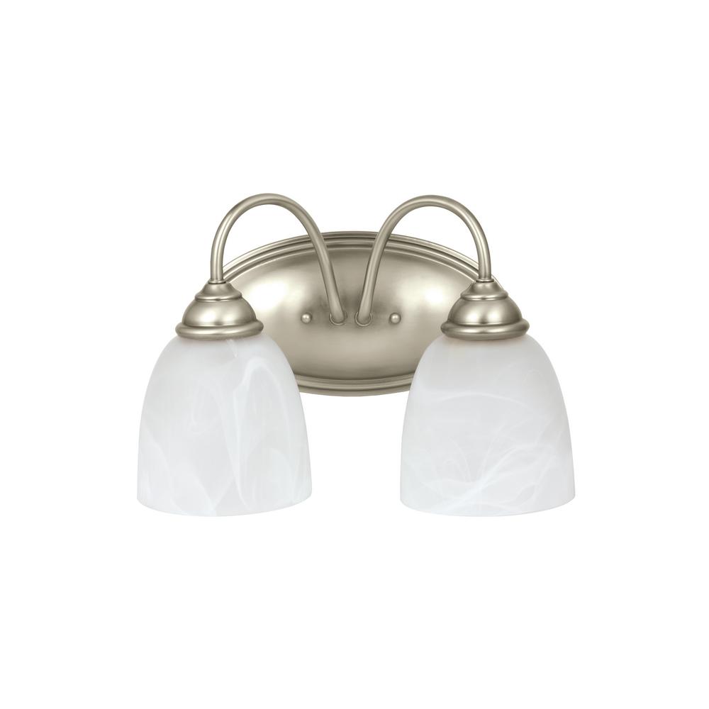 Sea Gull Lighting Lemont 2-Light Antique Brushed Nickel Bath Light with LED Bulbs was $69.73 now $15.5 (78.0% off)