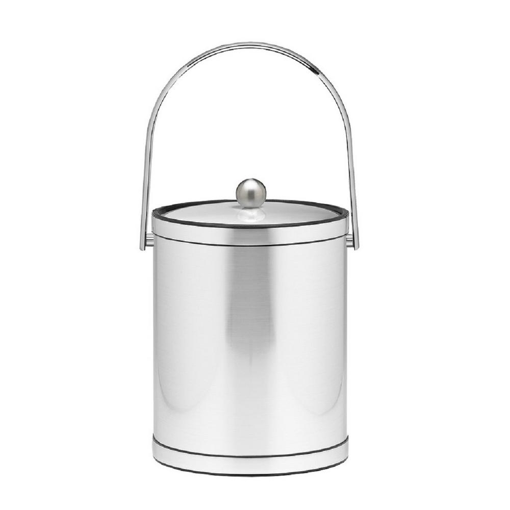 Kraftware Mylar 5 Qt. Brushed Chrome Ice Bucket with Track Handle and ...