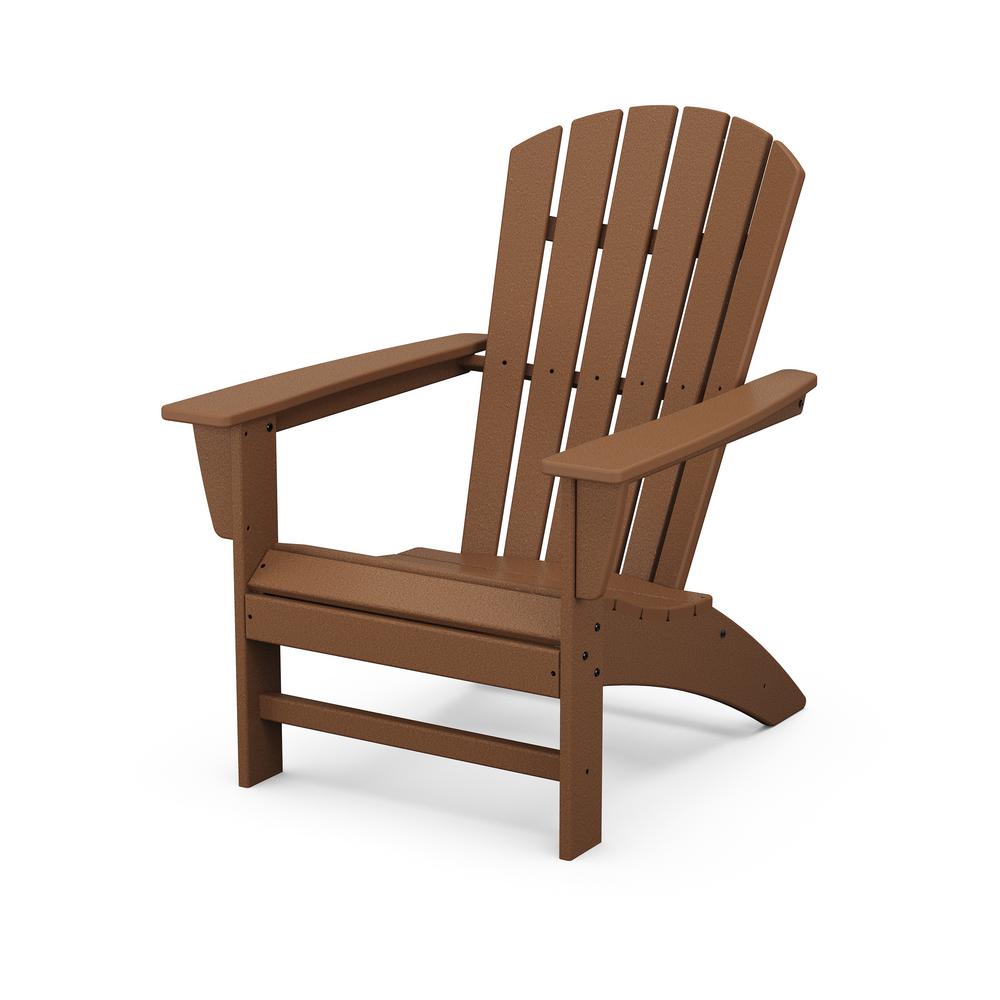 POLYWOOD Grant Park Traditional Curveback Teak Plastic Outdoor Patio Adirondack ChairAD440TE