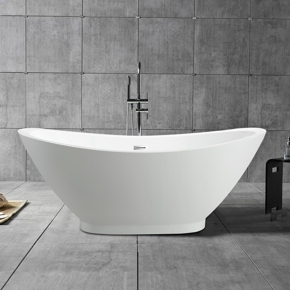 Vanity Art Besancon 69 in. Acrylic Flatbottom Freestanding Bathtub in White was $871.19 now $696.95 (20.0% off)