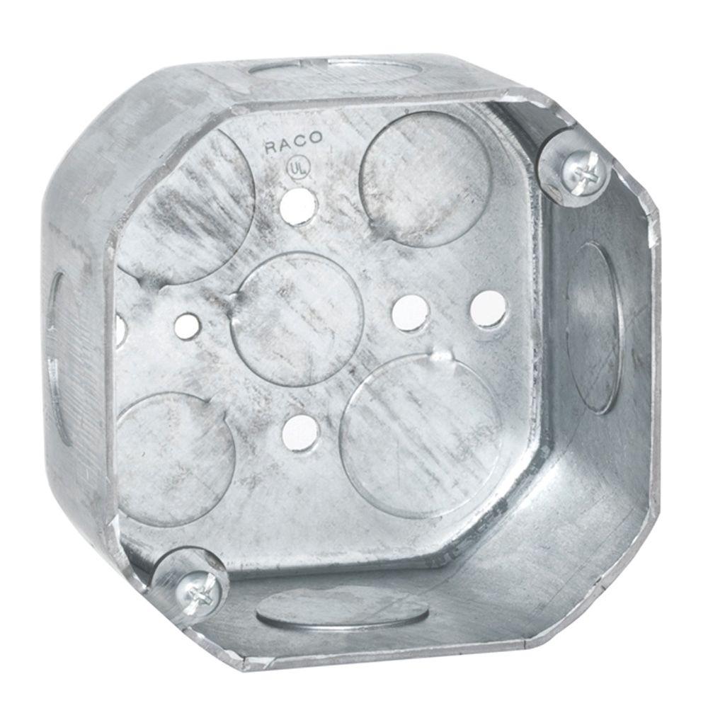 RACO 4 in. Square Welded Box 11/2 Deep with 1/2 & 3/4 in. TKO's and FH