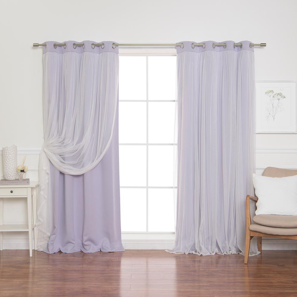 Best Home Fashion Lilac 96 in. L Marry Me Lace Overlay Blackout Curtain