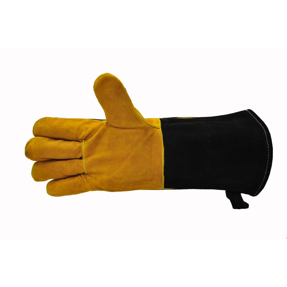 G F Cowhide Suede Leather Bbq And Fireplace Gloves With Extra Long