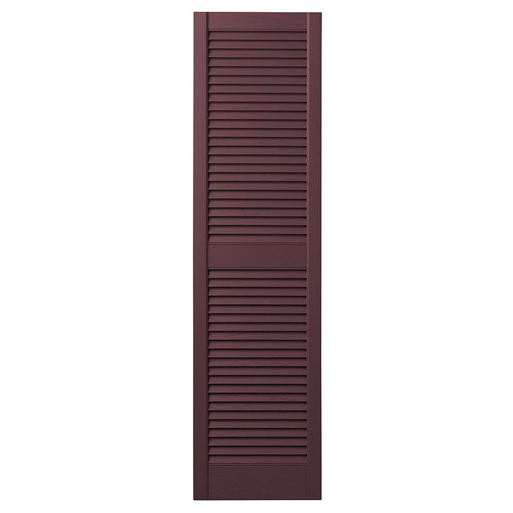 Ply Gem 15 in. x 55 in. Open Louvered Polypropylene Shutters Pair in Vineyard RedVINLV1555 SK