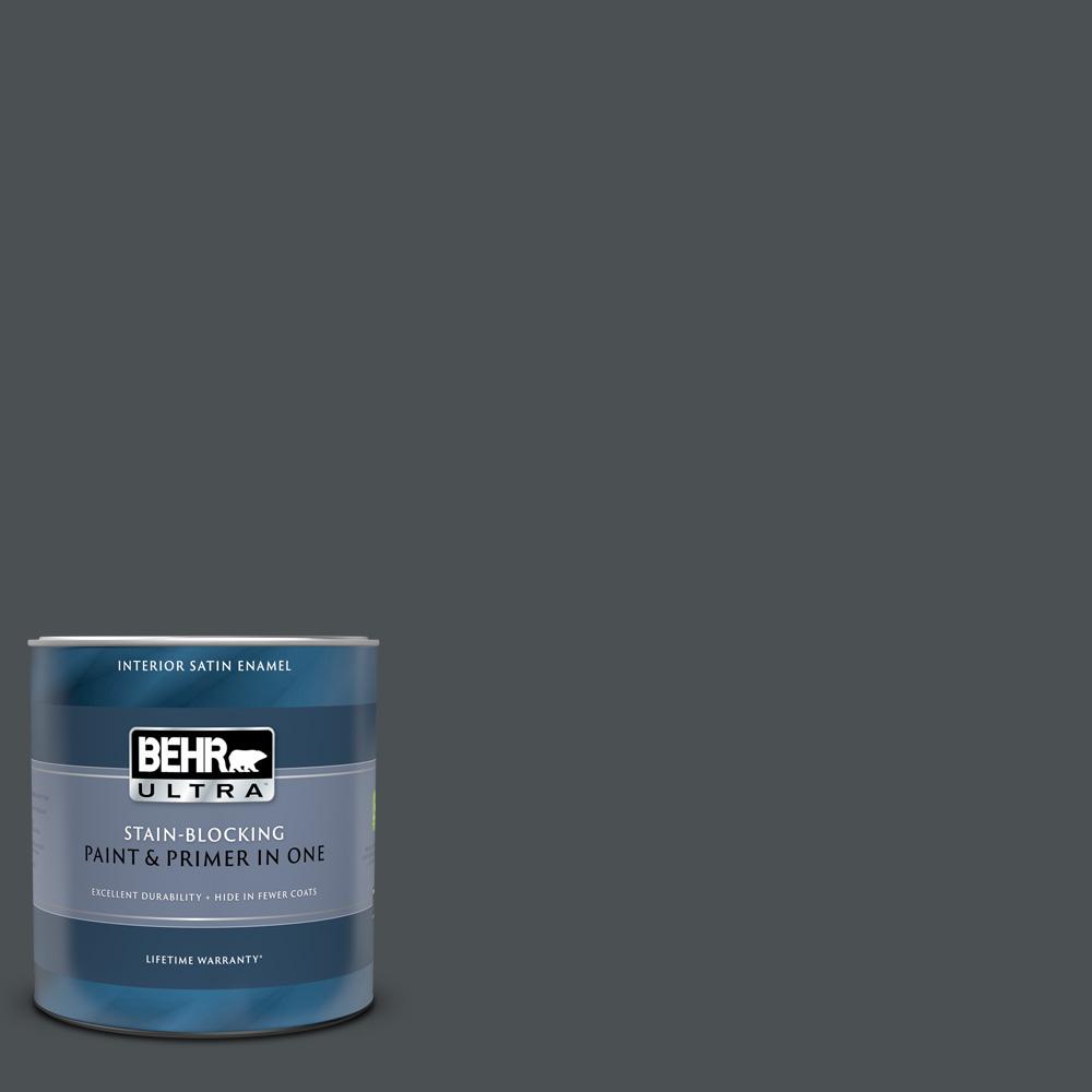 BEHR ULTRA 1 Qt. #PPU18-01 Cracked Pepper Satin Enamel Interior Paint ...