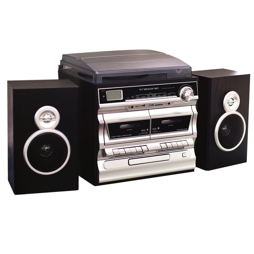 USB//SD Recording Remote FM Bluetooth Trexonic 3-Speed Turntable w// CD Player