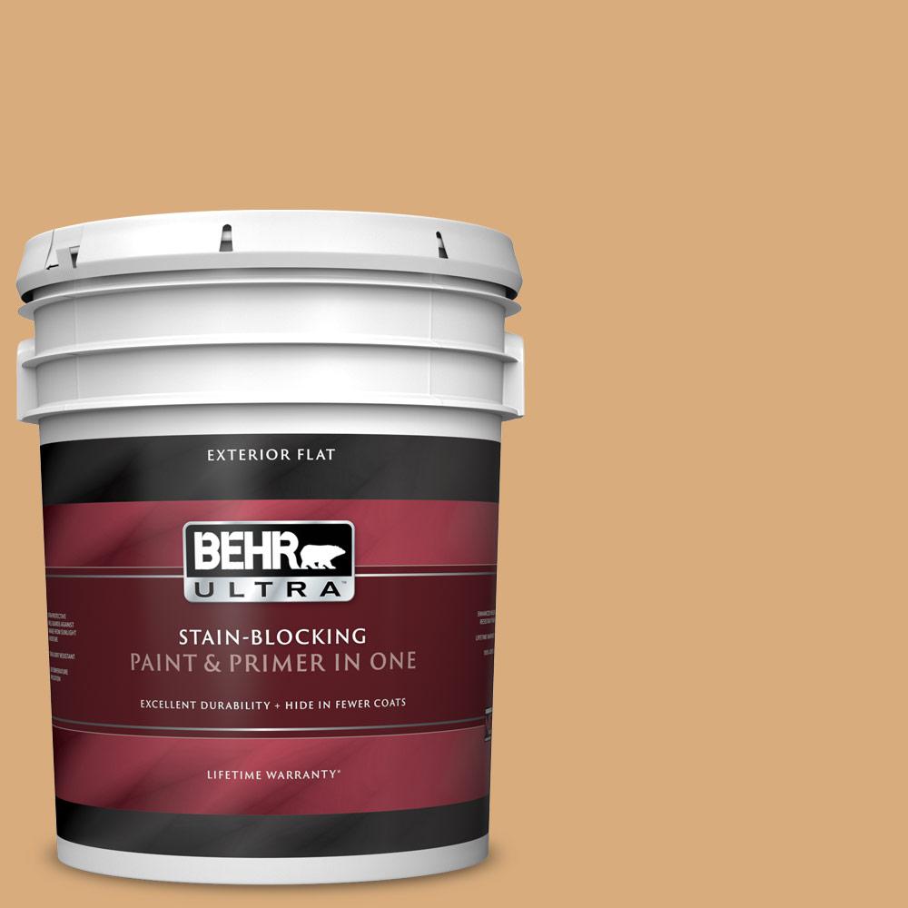 BEHR ULTRA 5 gal. PPU605 Cork Flat Exterior Paint and Primer in One