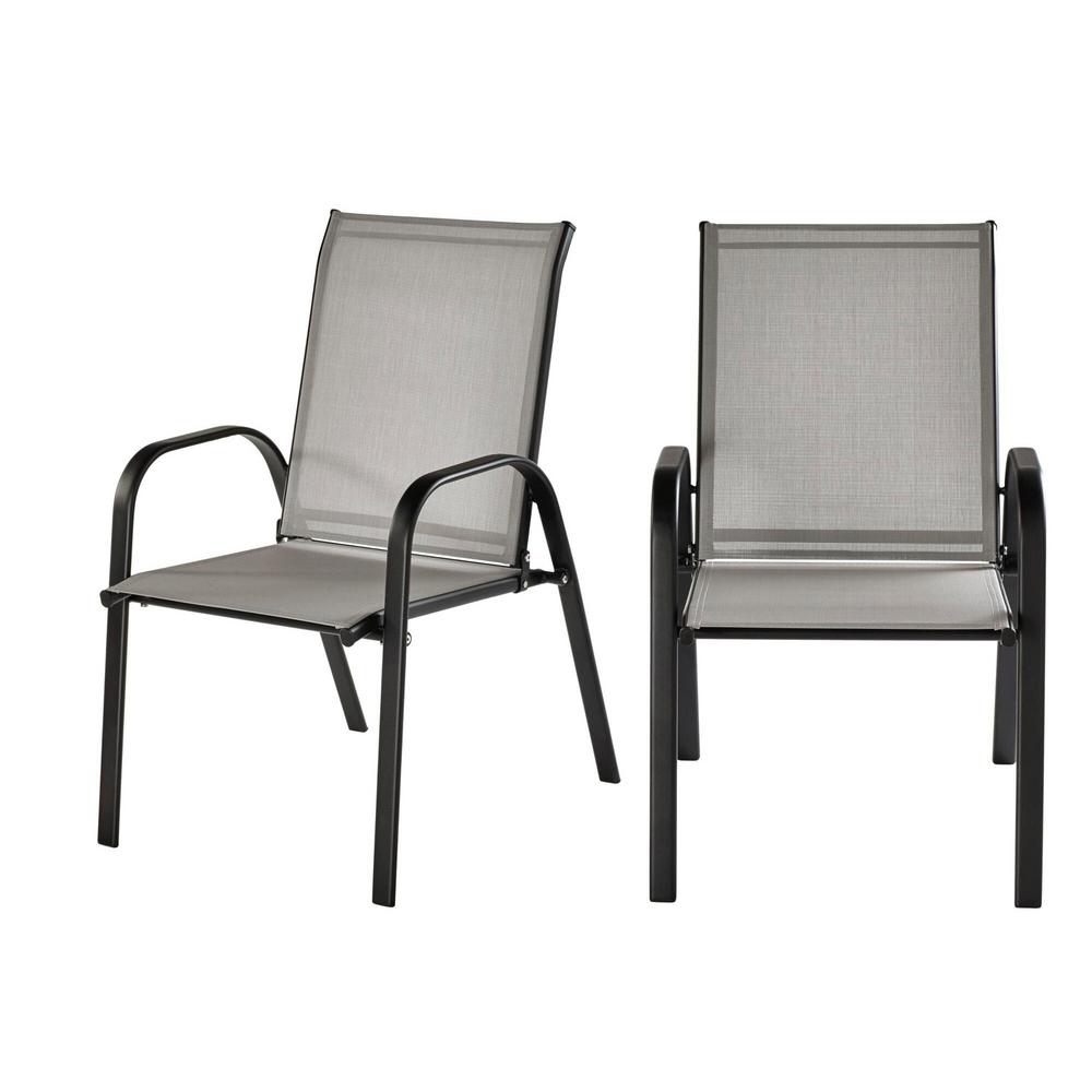 Hampton Bay Mix and Match Black Steel Sling Outdoor Patio Dining Chair