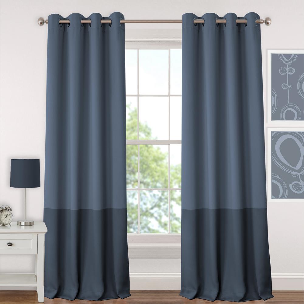 Color Block Blue Curtains Drapes Window Treatments The