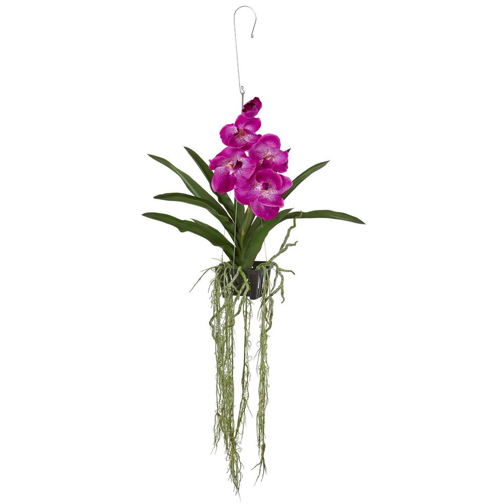 Nearly Natural 41 inch Vanda Orchid Hanging Basket Artificial Plant by Nearly Natural