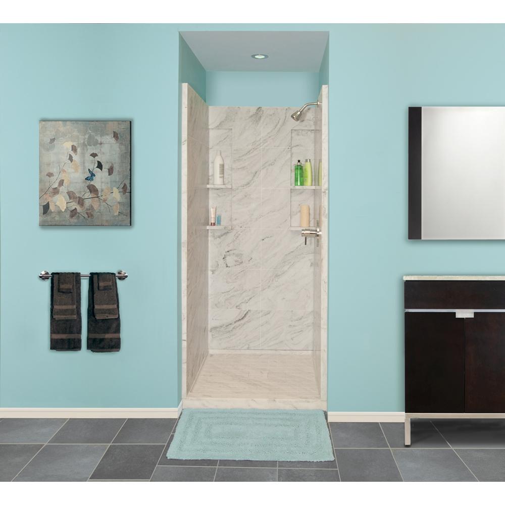 Transolid 36 in. x 36 in. x 80 in. 3Piece DirecttoStud Alcove Shower Wall Set in White