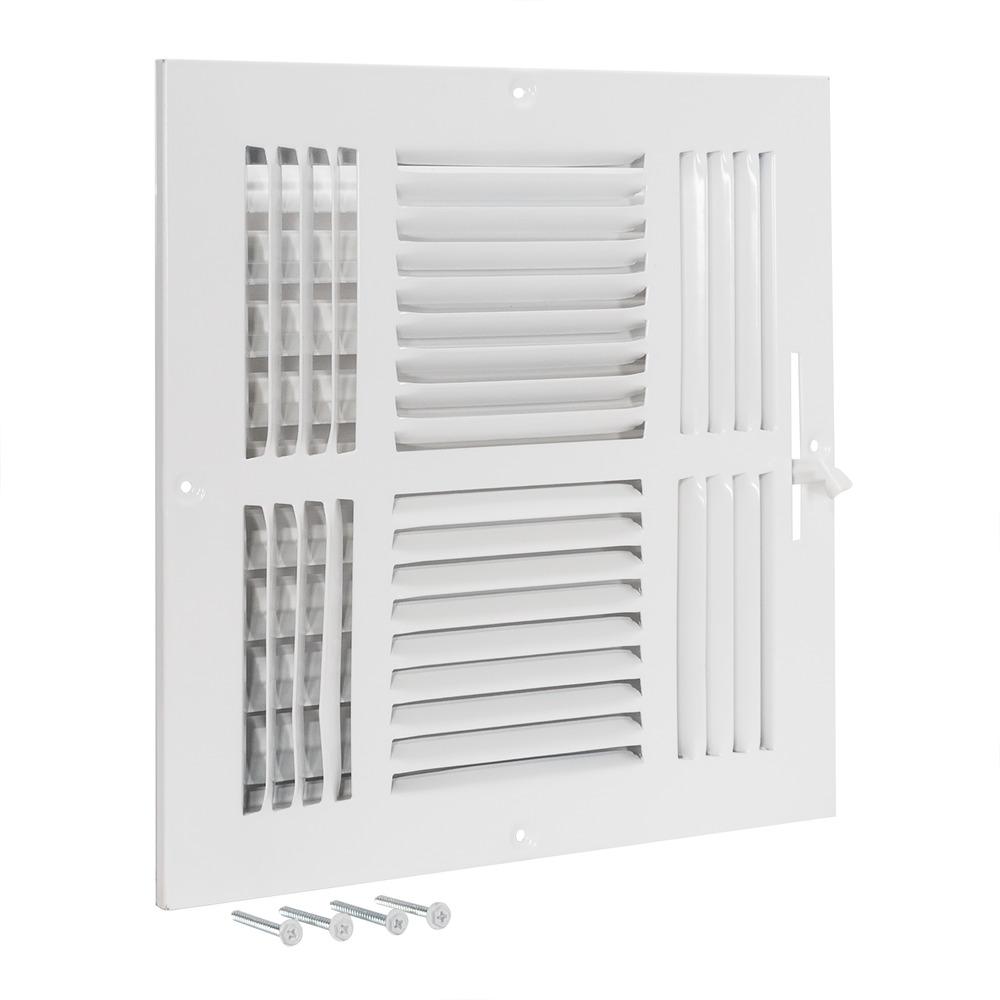 EZFLO 10 in. x 10 in. 4Way Steel Wall/Ceiling Register, White61619