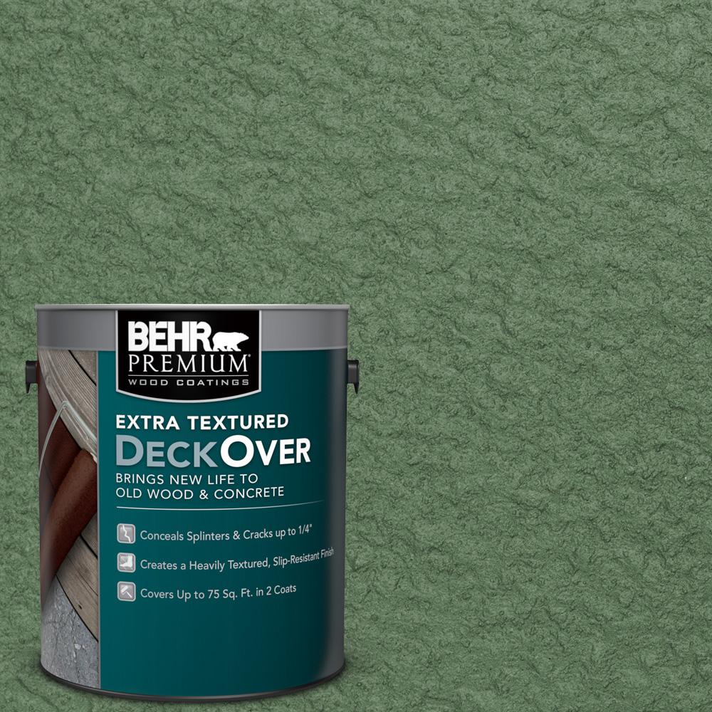 Behr Premium Extra Textured Deckover 1 Gal Sc 126 Woodland Green Sc 126 Woodland Green Extra Textured Solid Color Exterior Wood And Concrete Coating