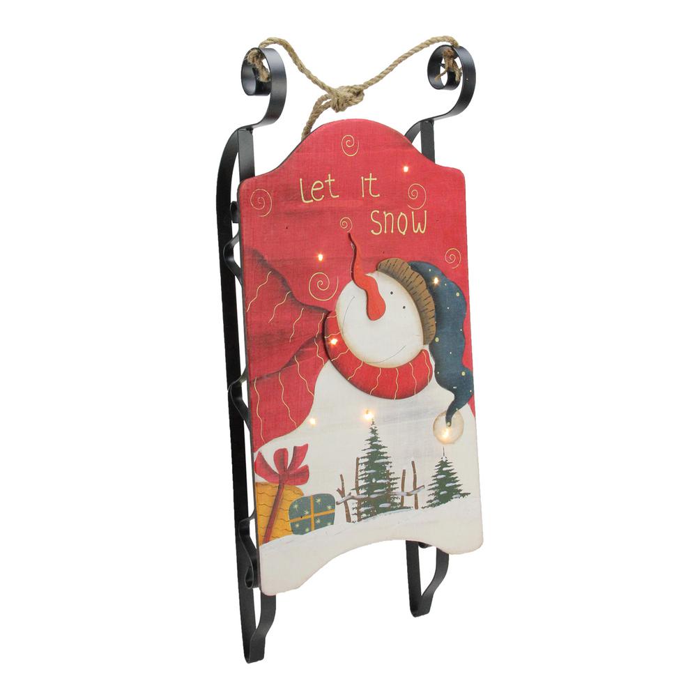 Northlight 22 25 In Hanging Wooden And Metal Let It Snow Led