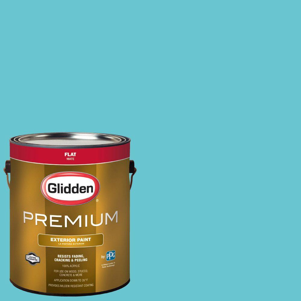 Glidden Premium 1 Gal Hdgb28 Pacific Coast Blue Flat Latex Exterior Paint