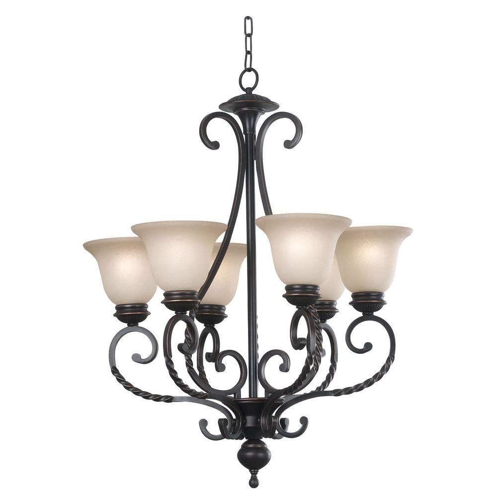 Kenroy Home Oliver 6 Light Oil Rubbed Bronze Chandelier With Amber   Oil Rubbed Bronze Kenroy Home Chandeliers 10196orb 64 300 