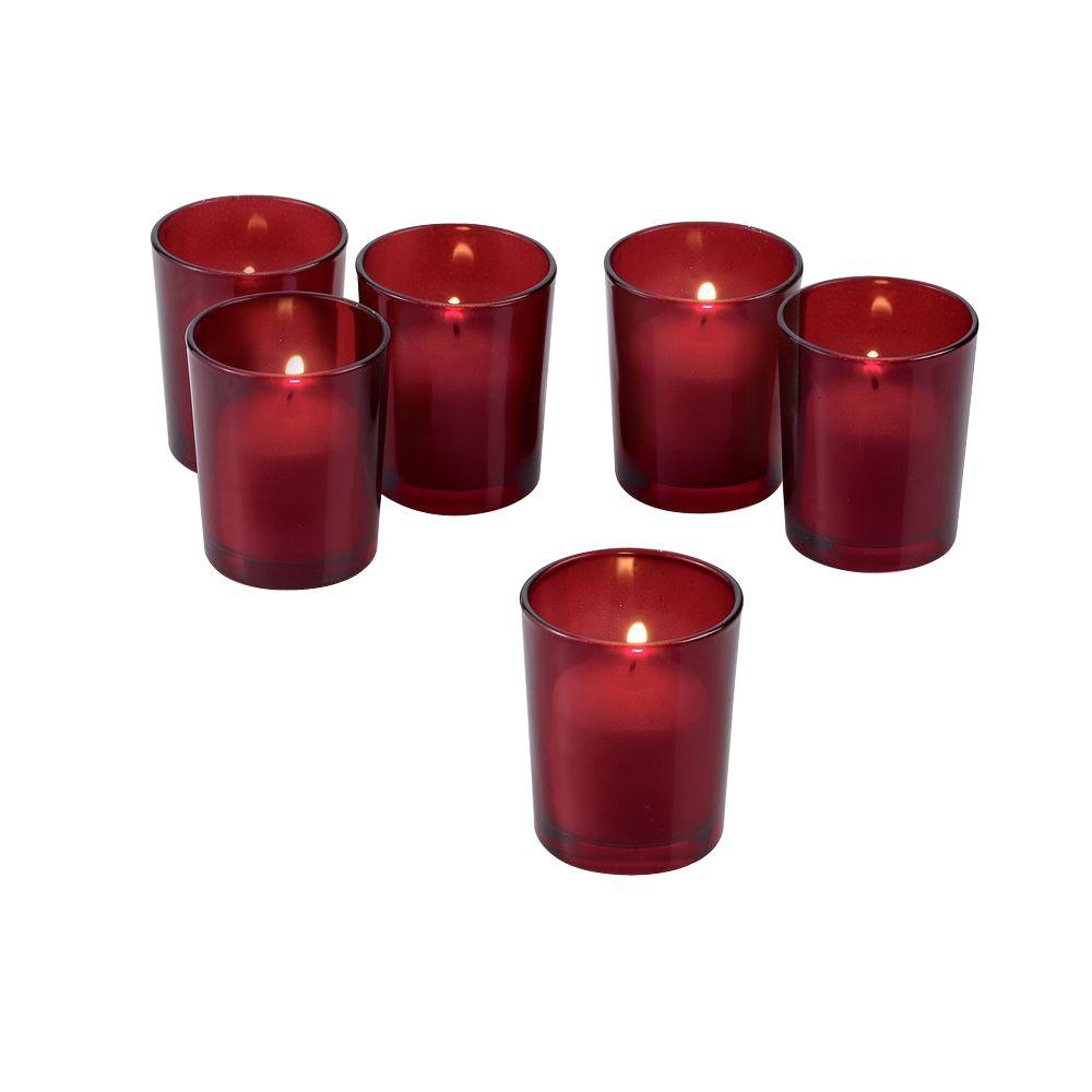 Light In The Dark Red Frosted Gl Round Votive Candle Holders Light In The Dark Red Frosted Gl Round Votive Candle Holders With White Candles Set Of 12 Litd Vcg Rnd Rd 1012 W Home Depot