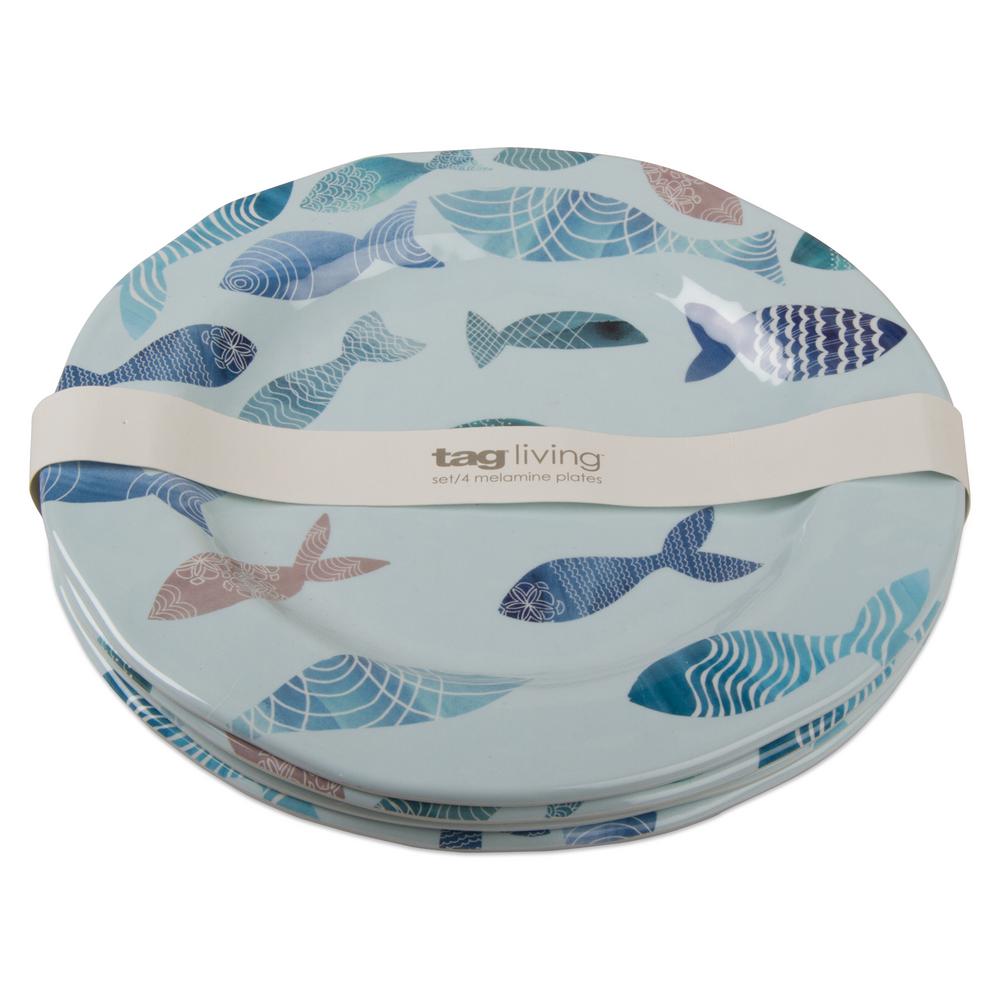 Tag 11 in. Fish Design Melamine Dinner Plate (Set of 4)TAG206874 The