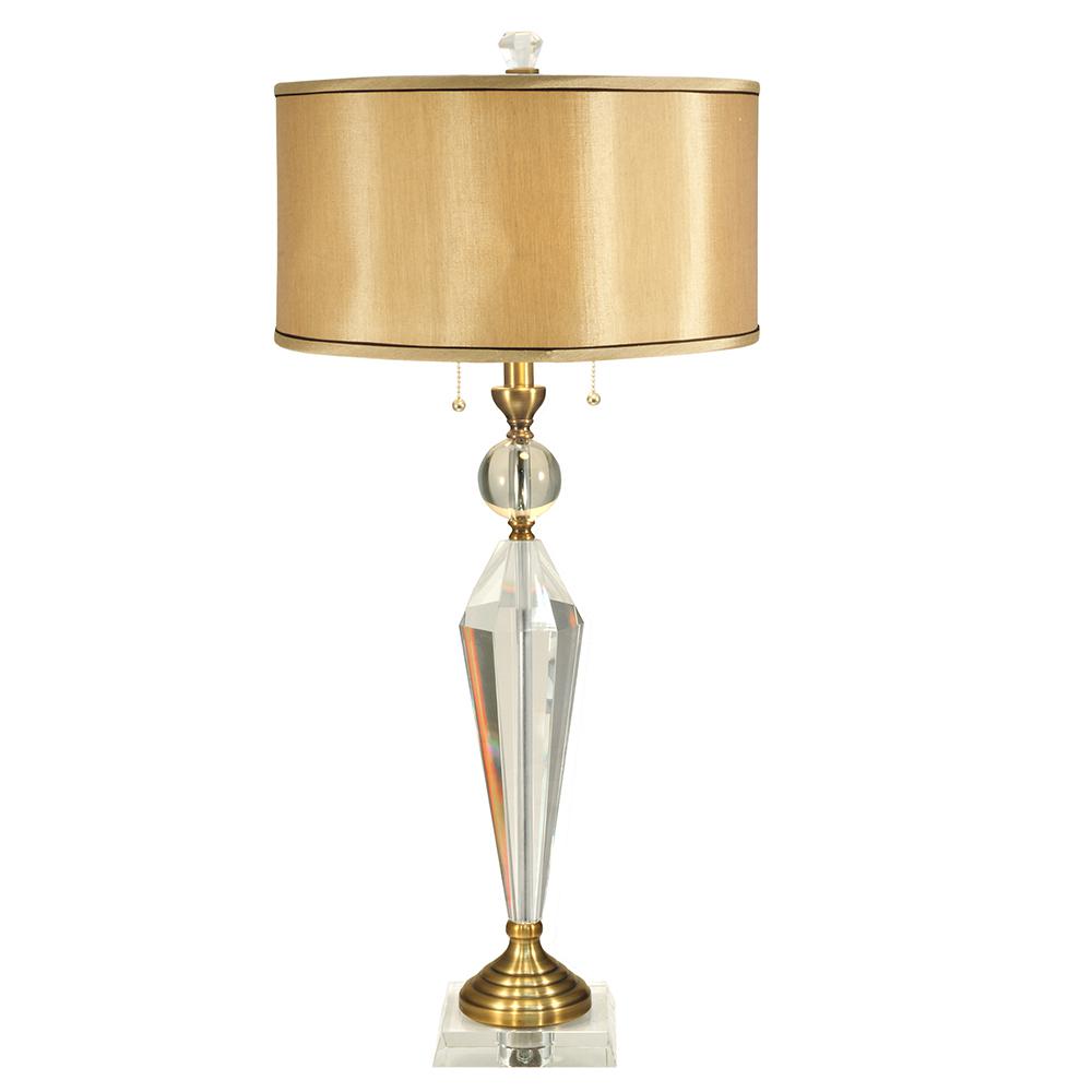 Dale 32 75 In Strada Crystal Antique Brass Finish Table Lamp With Fabric Shade