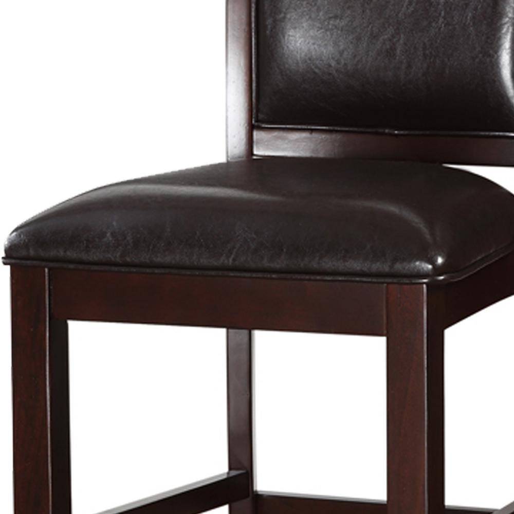 Benjara Classic 24 In Brown And Black Wooden Armless High Chair