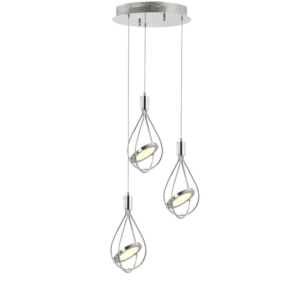 Jonathan Y Orion 11 5 In Integrated Led Chrome Adjustable Modern Metal Pendant