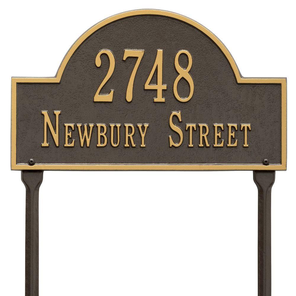 Whitehall Products Arch Marker Standard Bronze/Gold Lawn 2Line Address