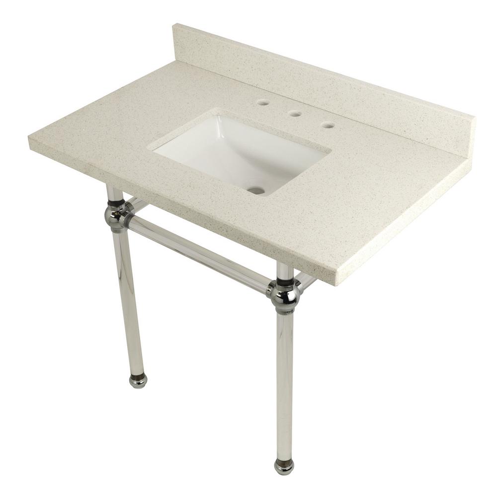 Kingston Brass SquareSink Washstand 36 in. Console Table in Carrara