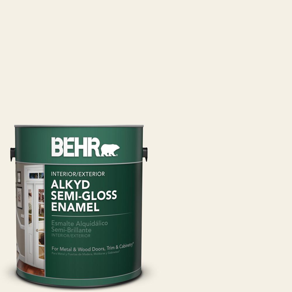Behr 1 Gal Ae 260 Navajo White Semi Gloss Alkyd Interior Exterior Bwc 01 Simply White Semi Gloss Enamel Alkyd Interior