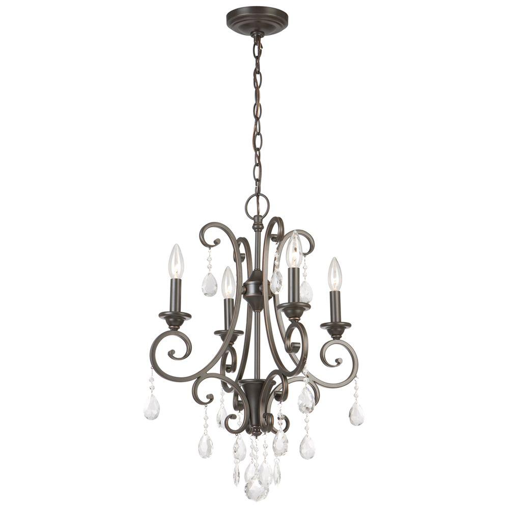 Hampton Bay 4 Light Oil Rubbed Bronze Crystal Small Chandelier