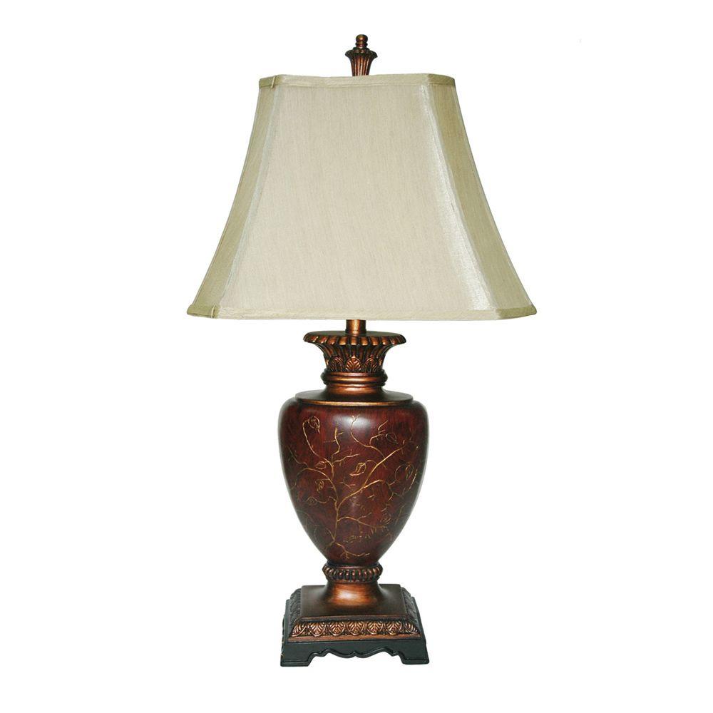 Absolute Decor 30 in. Antique Red/Gold Handpainted Table Lamp-CVATP426 ...