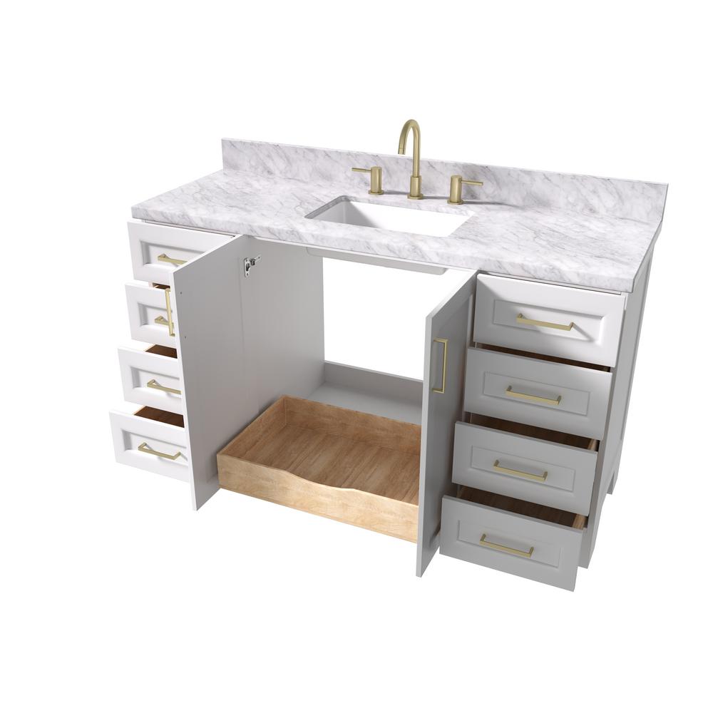 Ariel Taylor 61 In W X 22 In D Bath Vanity In White With Marble Vanity Top In Carrara White With White Basin Q061scwrvowht The Home Depot