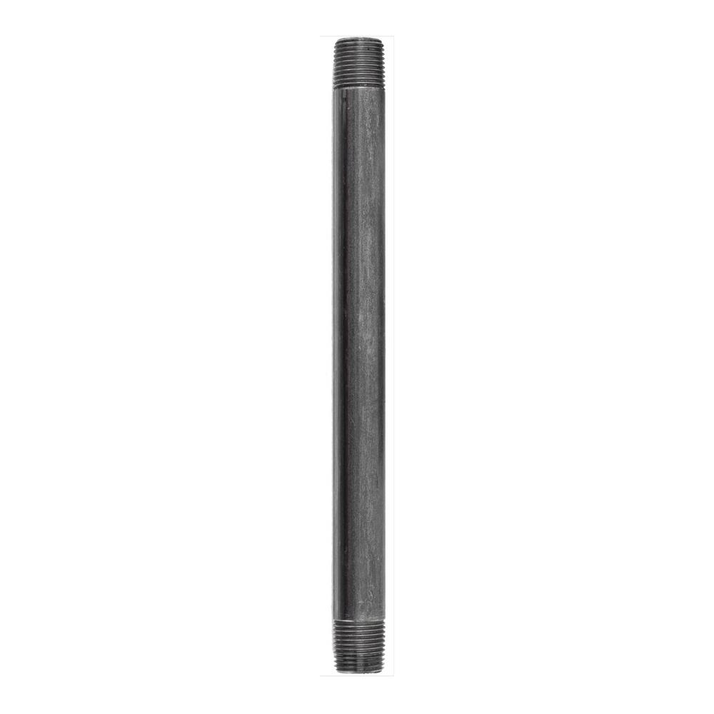 Pipe Decor 1/2 in. x 10 in. Black Steel Pipe Connector Industrial Steel Grey