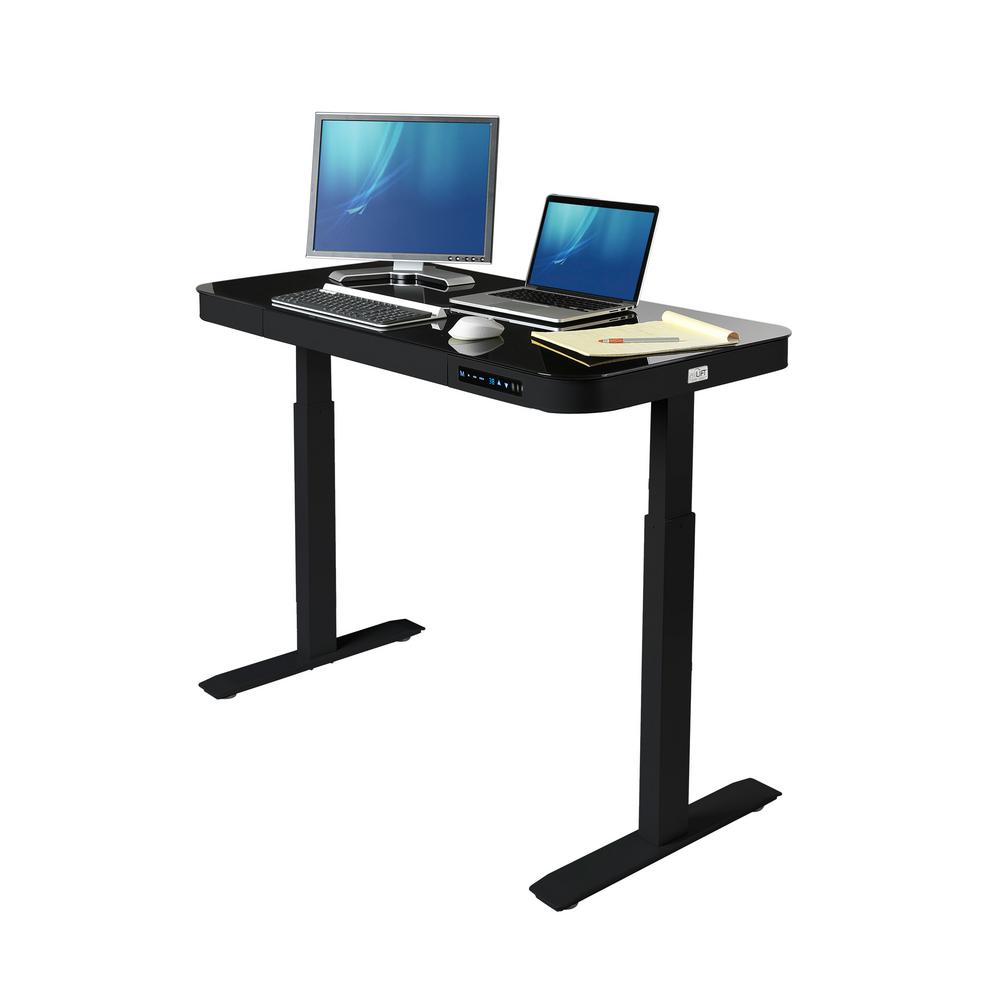 Black Glass Adjustable Height Desks Home Office Furniture