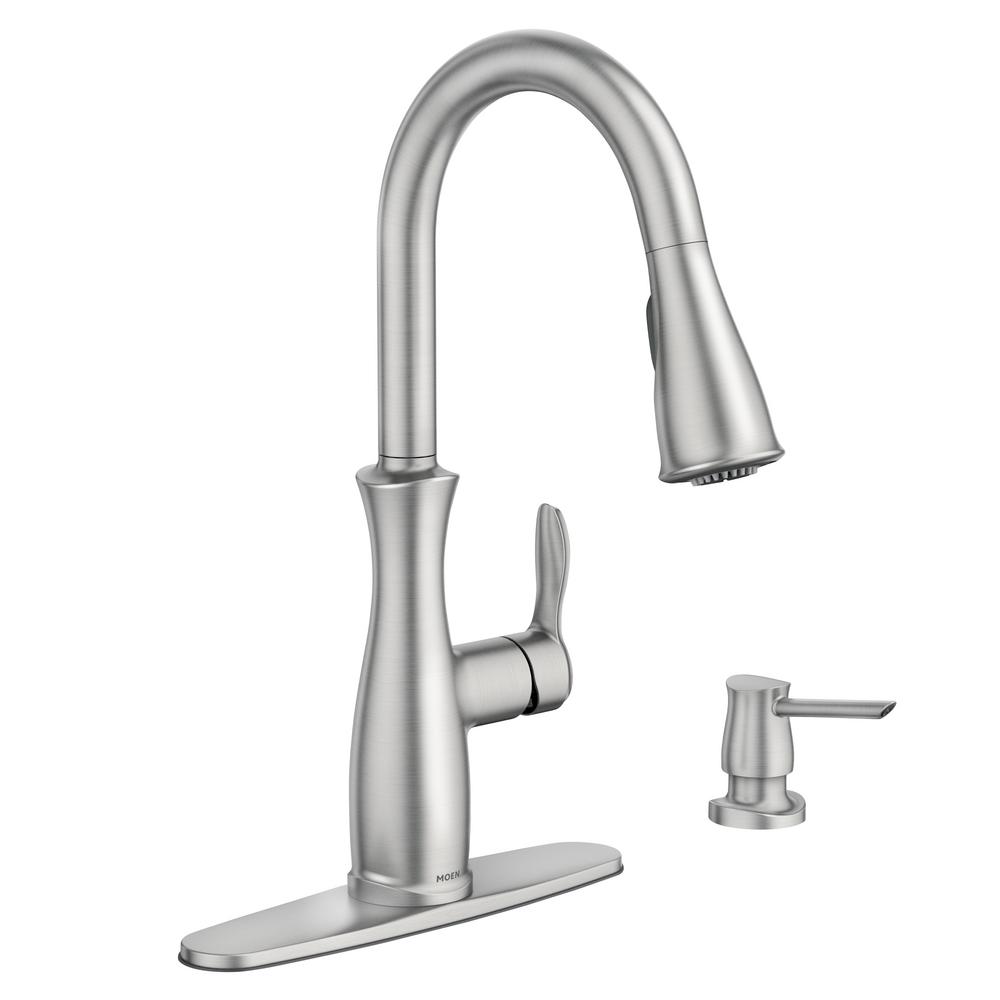 Moen Nellis Single Handle Pull Down Sprayer Kitchen Faucet Brickseek