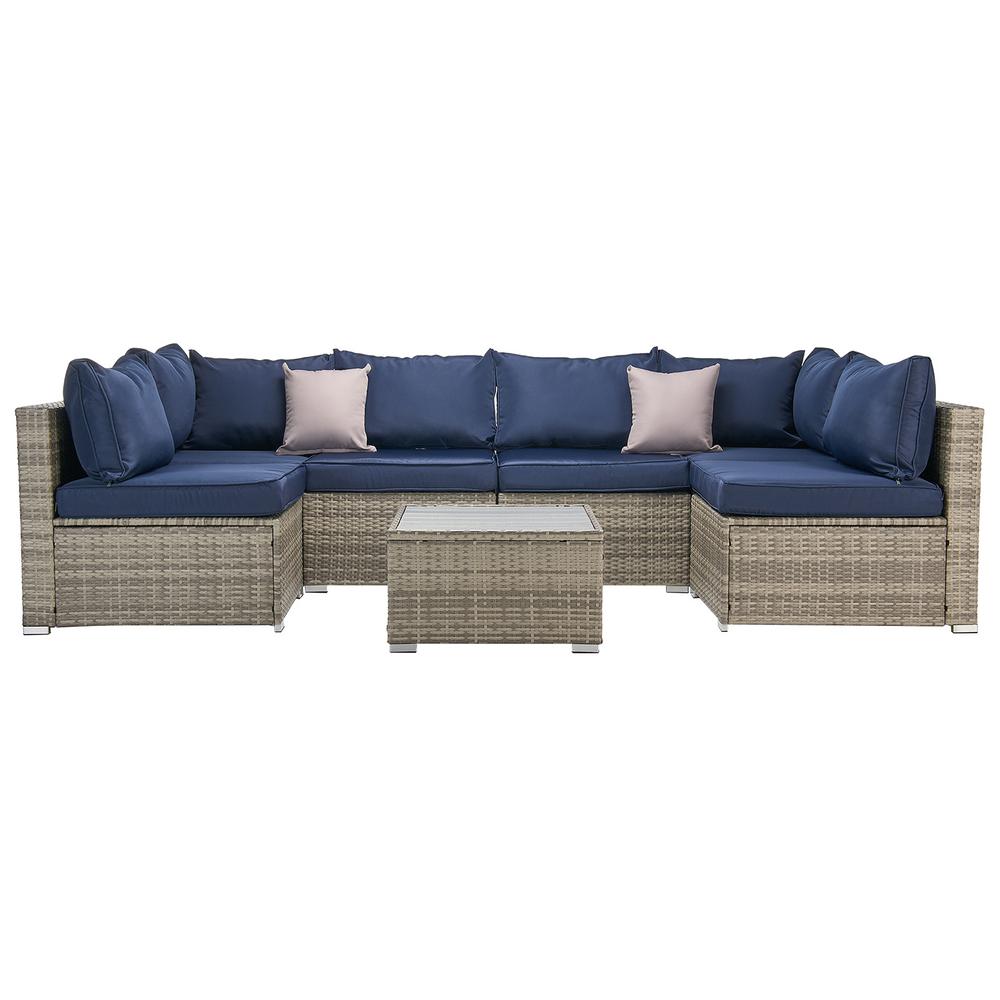 LAUREL CANYON Classic Gray 7-Piece Wicker Sectional ...