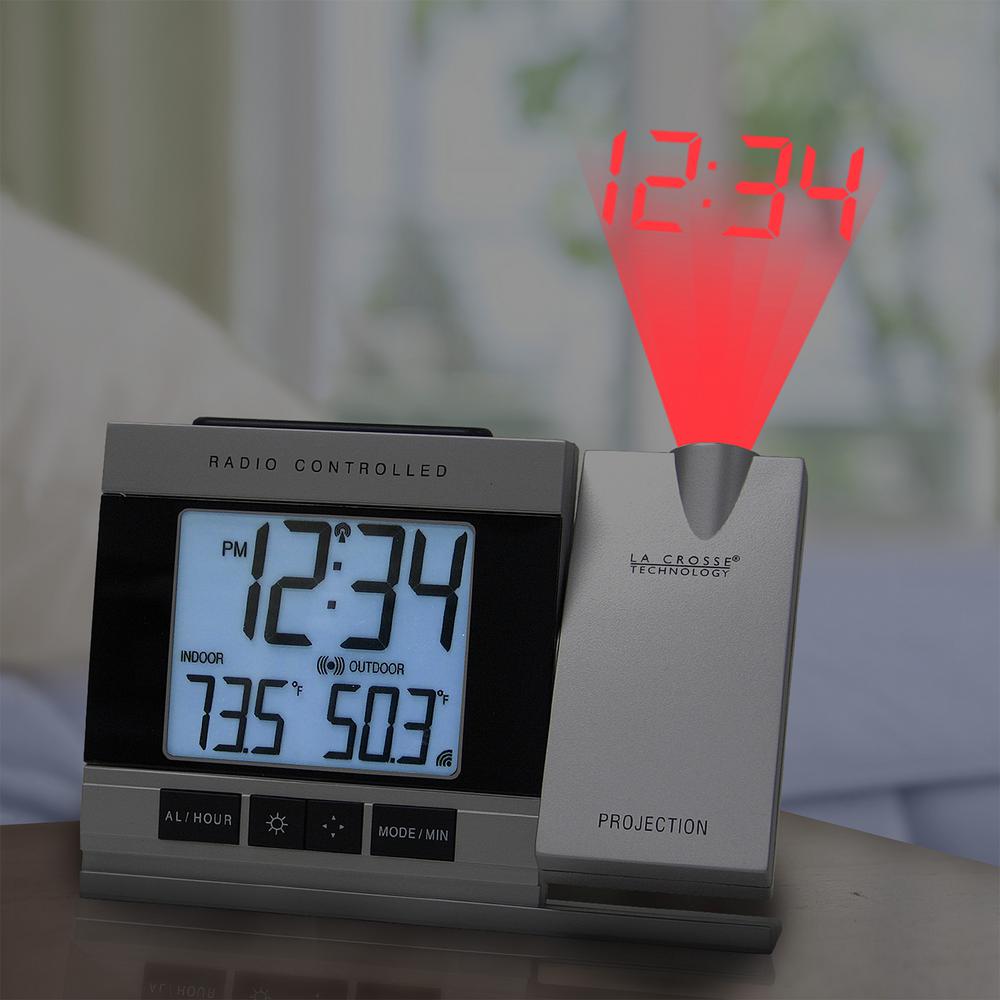 La Crosse Technology Projection Gray Digital Alarm Clock with