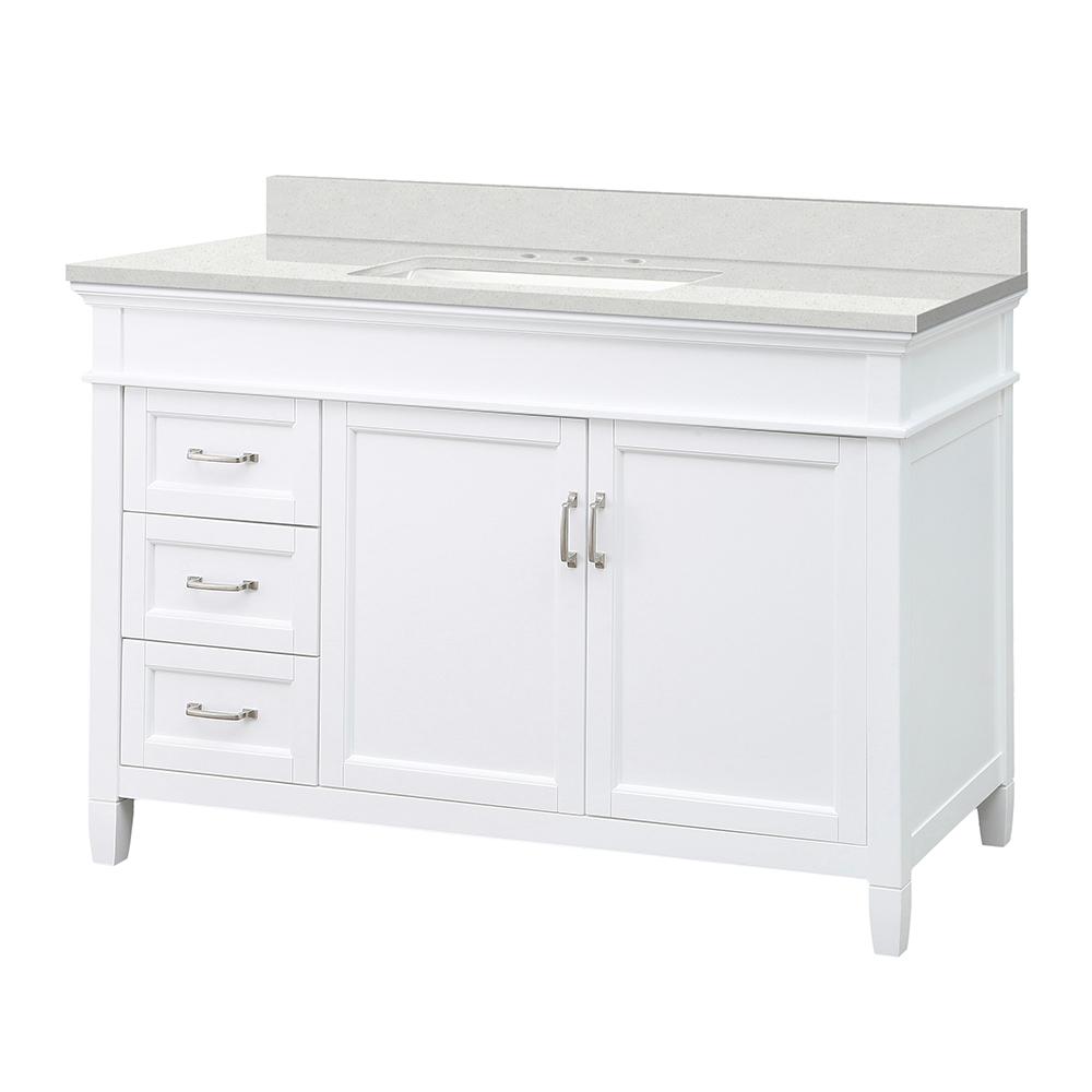 Foremost Ashburn 49 in. W x 22 in. D Vanity in White with Engineered Marble Vanity Top