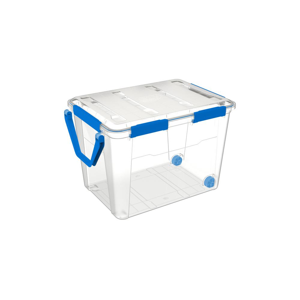 Ezy Storage Waterproof 105.7 Qt. Storage Tote with Wheels and Pull