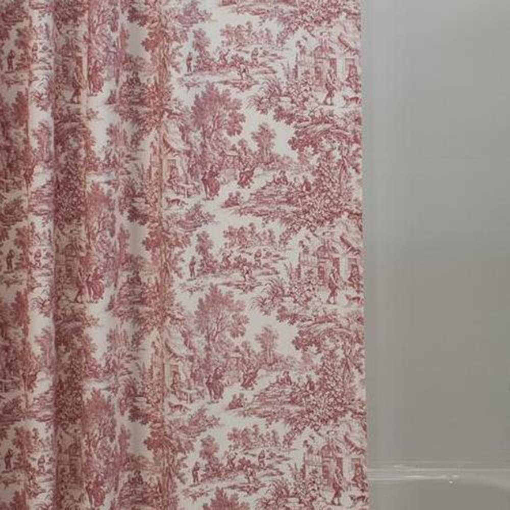 Ellis Curtain Victoria Park Toile 72 In L Red Shower Curtain