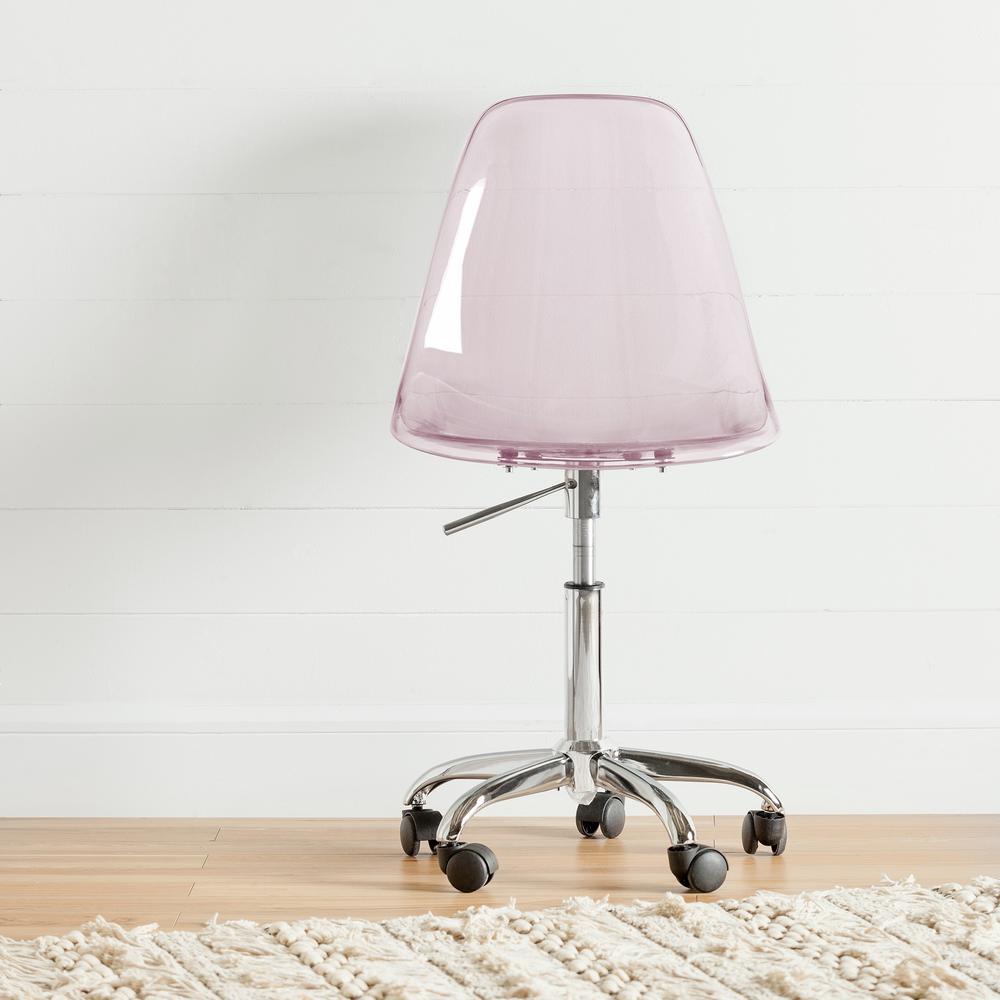 South Shore Annexe Clear Pink Blush Acrylic Office Chair with Wheels