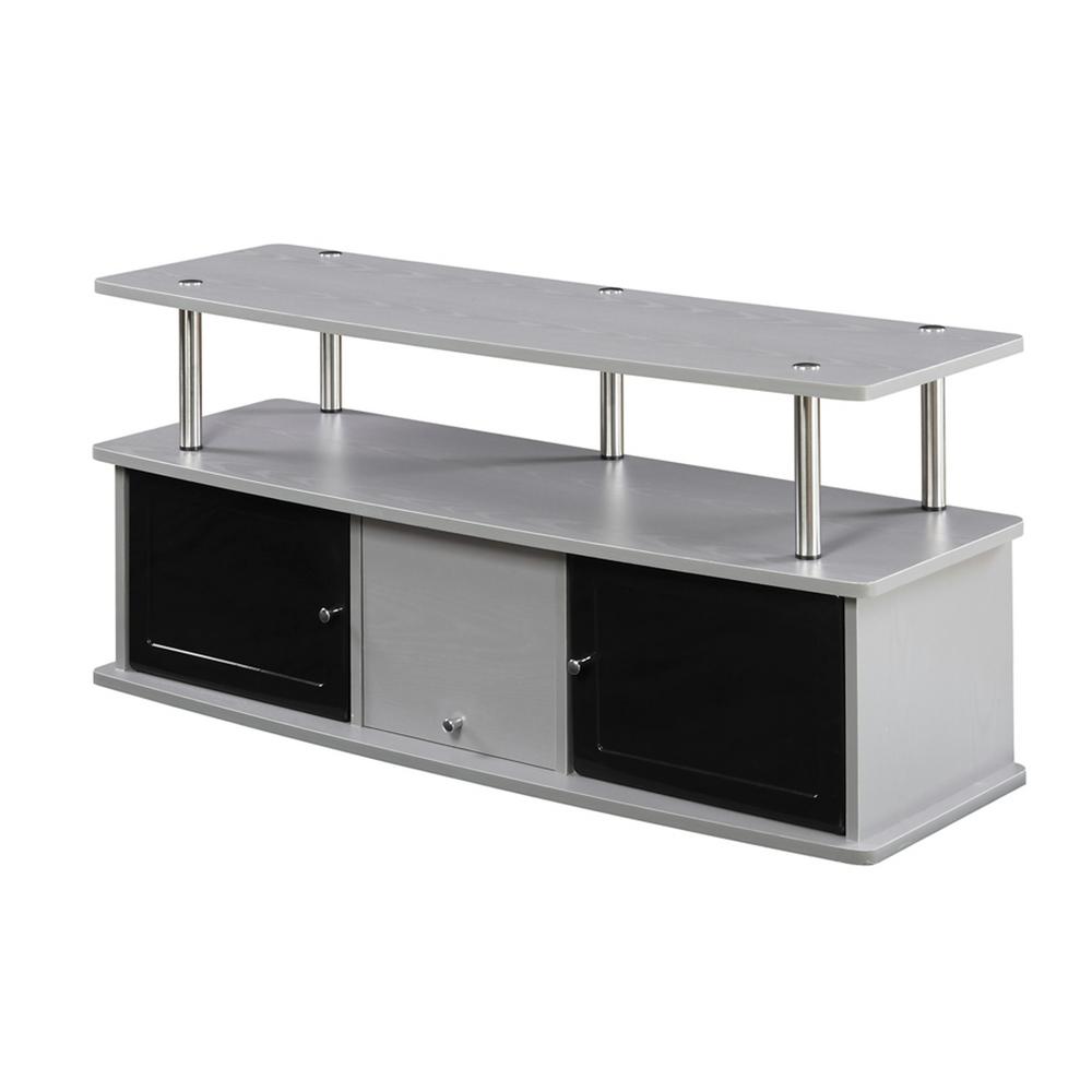 Convenience Concepts Designs2go Gray 3 Cabinet Tv Stand R5 195 The Convenience Concepts Designs2go Gray 3 Cabinet Tv Stand