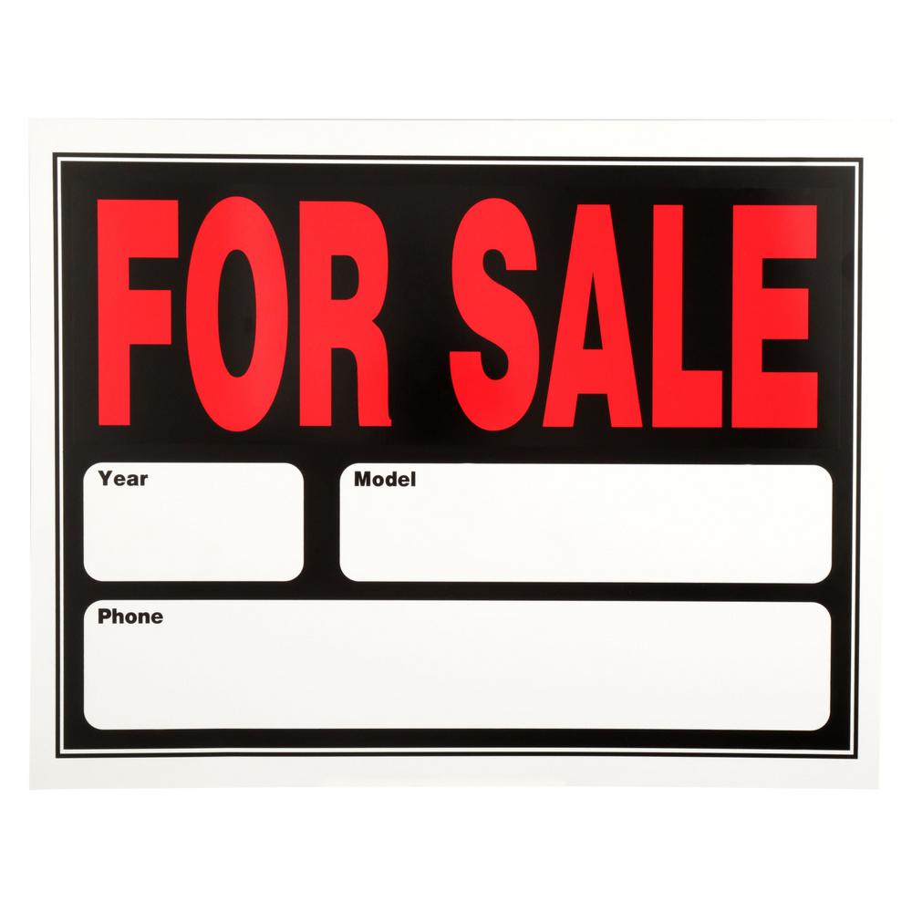 Everbilt 15 in. x 19 in. Plastic Auto for Sale Sign31214 The Home Depot