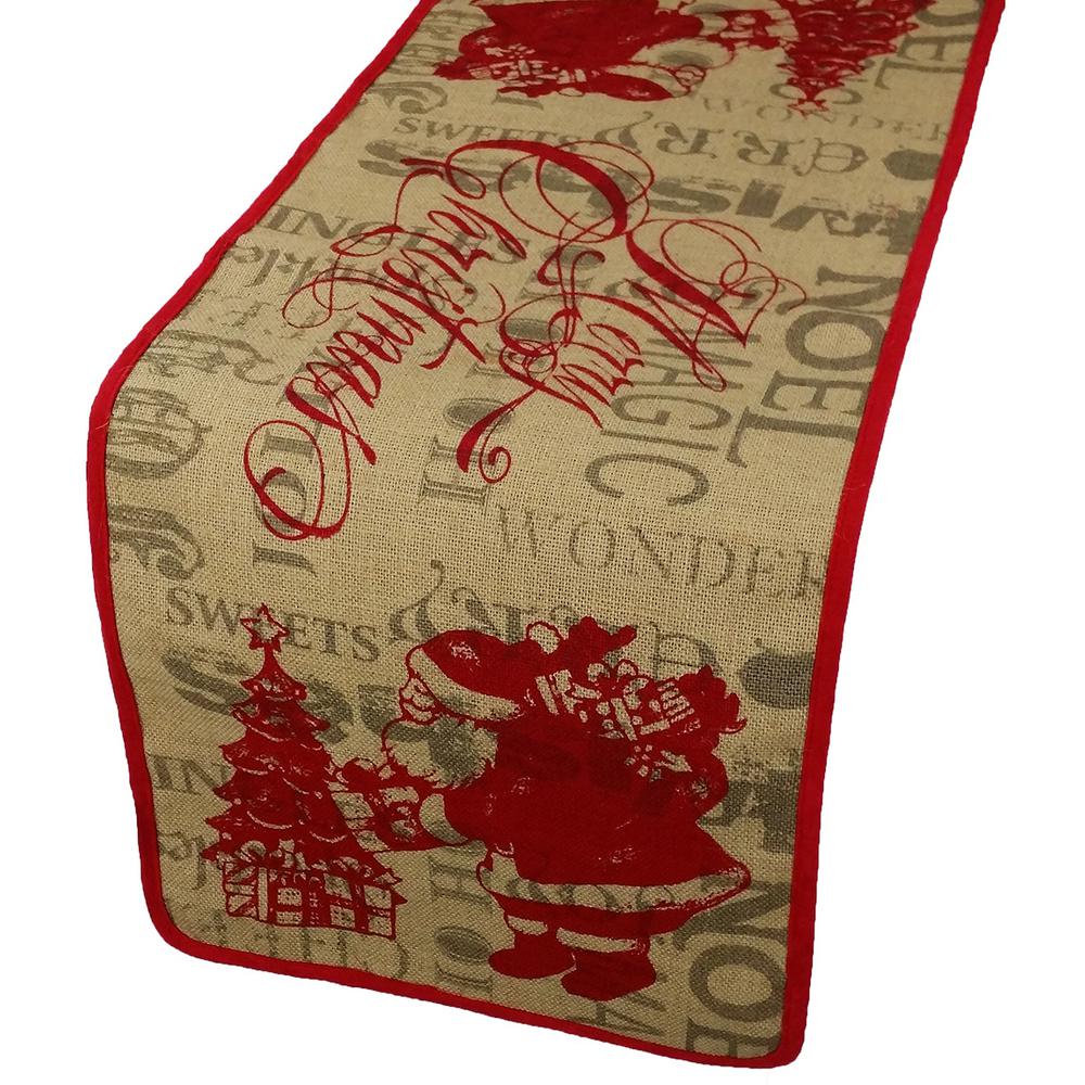 Manor Luxe 72 In H X 14 W Saint Nick Christmas With Printed Burlap Collection Table Runner