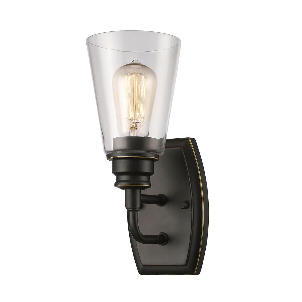 Filament Design Nina 1 Light Old Bronze Steel Contemporary Sconce With Clear Gl Shade 60w Vintage Bulbs Included Filament Design Nina 1 Light Old Bronze Steel Contemporary Sconce With Clear Gl Shade 60w Vintage Bulbs Included